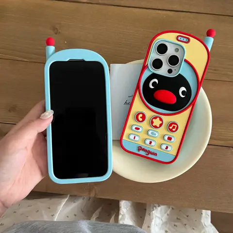3Dน่ารักการ์ตูนเพนกวินโทรศัพท์มือถือรูปร่าง-ซิลิโคนอ่อนนุ่มสําหรับiPhone 12 13 14 15 16 Pro Maxโทรศัพท์ปกหลังทนทาน