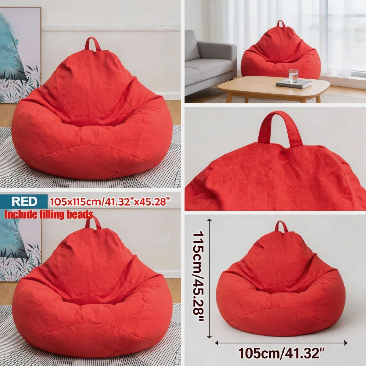 Large Bean Bag Sofa Couch for Adults Kids – Lazy Lounger with EPS Beads Filling, Soft & Supportive, Filling Included, NoAssembly
Large Bean Bag Sofa Couch for Adults Kids – Lazy Lounger with EPS Beads Filling, Soft & Supportive, Filling Included, NoAssembly