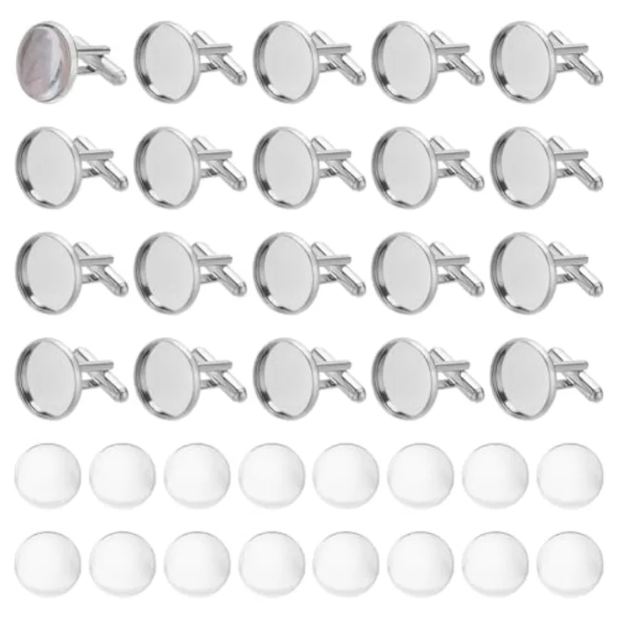 30 Sets Cufflinks Settings Blank Cufflinks Bulk Brass Cufflink Kit with Cabochon, Button Cabochons Tray with Dome Cuff Button f
30 Sets Cufflinks Settings Blank Cufflinks Bulk Brass Cufflink Kit with Cabochon, Button Cabochons Tray with Dome Cuff Button f