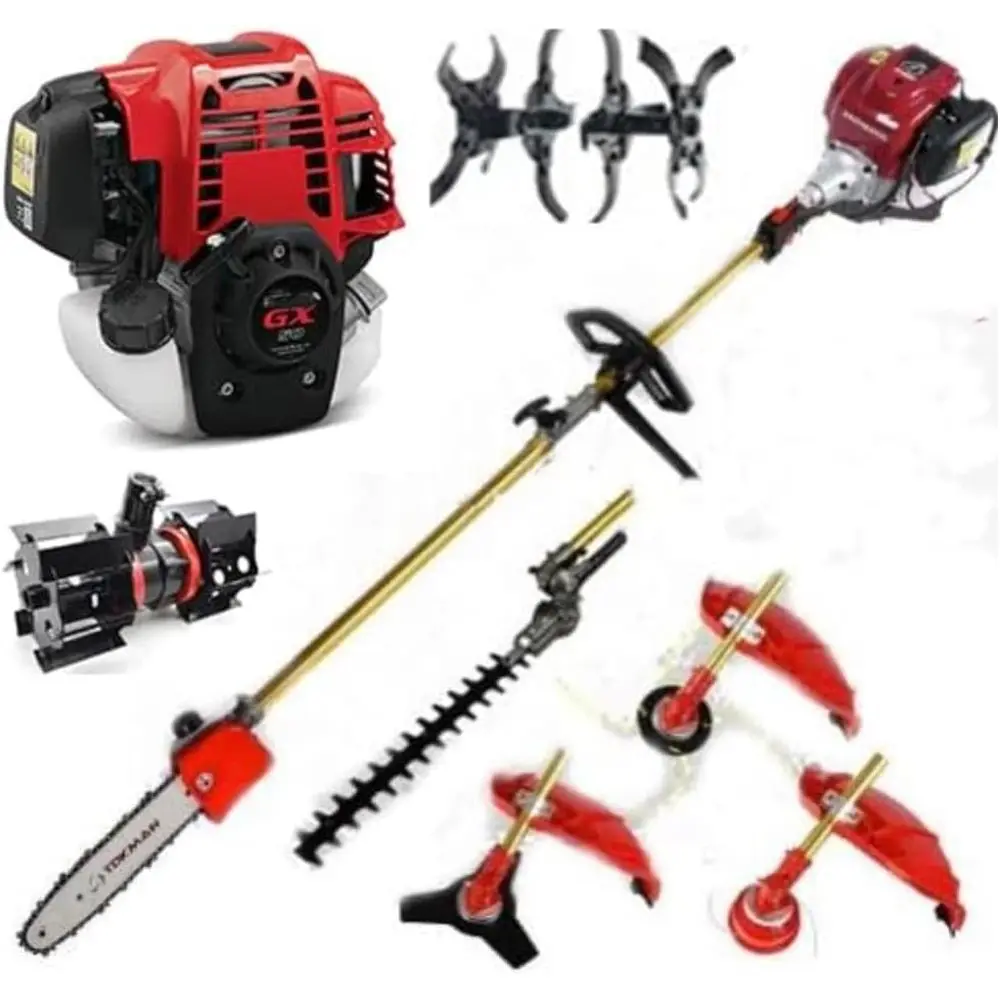 Multi-Functional 7-in-1 Gas Brush Cutter, Weed Wacker, Pole Saw, Edger, Mower, Cultivator, and Rototiller Set
Multi-Functional 7-in-1 Gas Brush Cutter, Weed Wacker, Pole Saw, Edger, Mower, Cultivator, and Rototiller Set