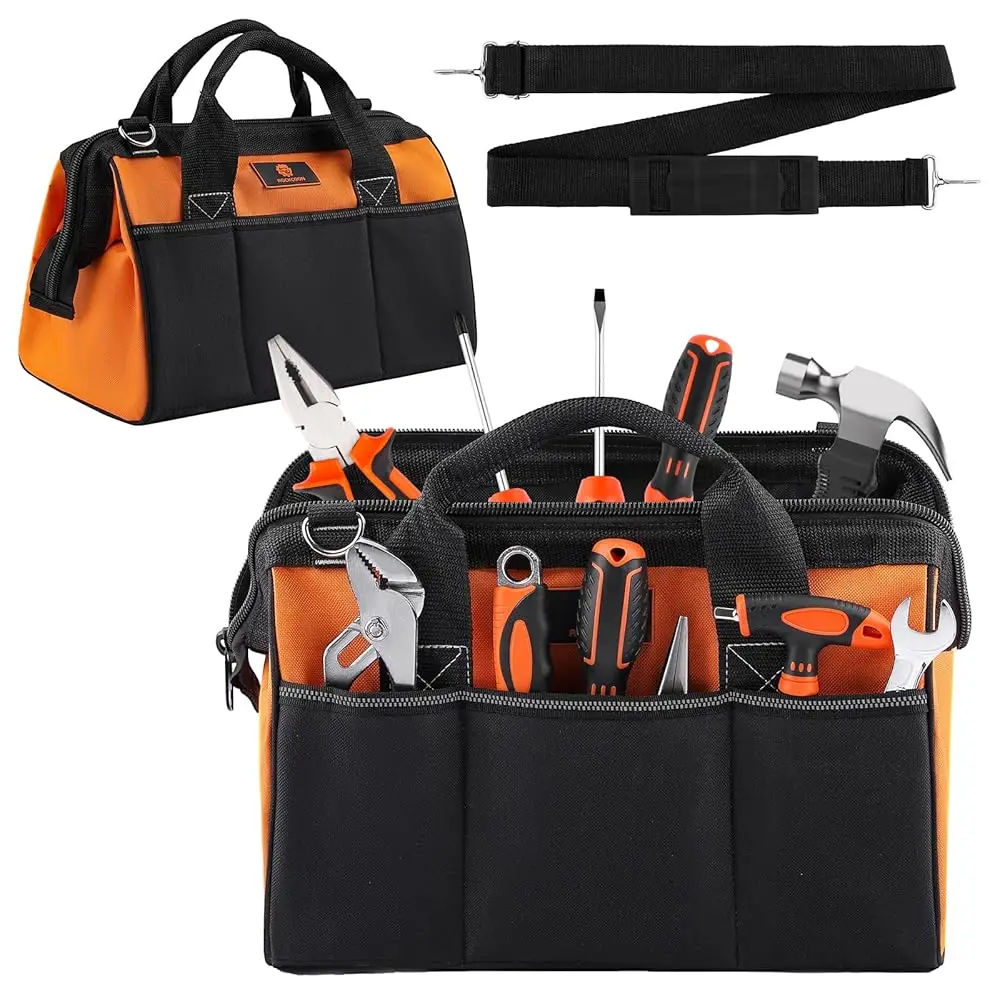 Tool Bag 14'', Thi Outer Pocket Tool Organizer Waterproof, Heavy Duty Tote With Shoulder Strap For Tool Storage, Bla &
Tool Bag 14'', Thi Outer Pocket Tool Organizer Waterproof, Heavy Duty Tote With Shoulder Strap For Tool Storage, Bla &
