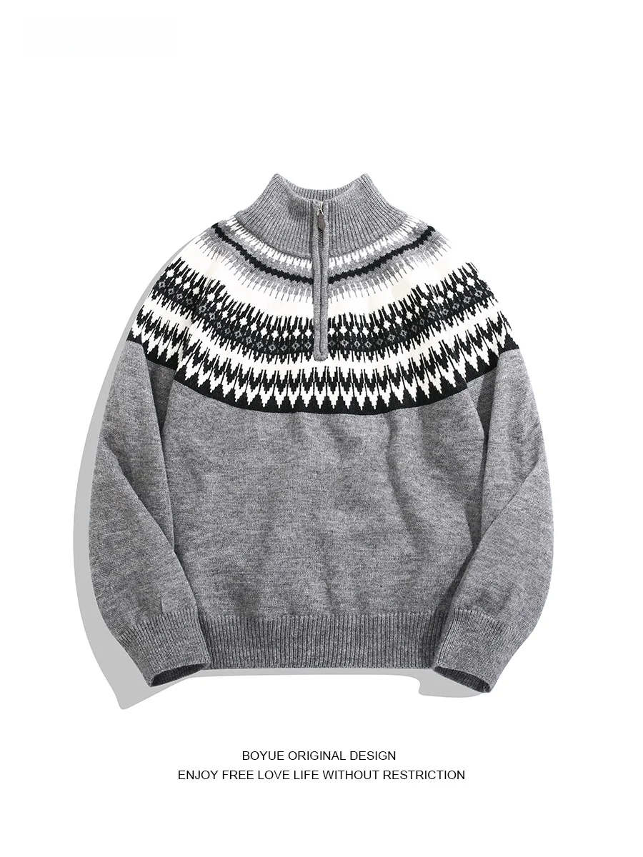 Вязаный свитер BOYUE Fair Isle с молнией, в стиле ретро, с вышивкой, для пар, унисекс, с воротником-стойкой, на подкладке
Вязаный свитер BOYUE Fair Isle с молнией, в стиле ретро, с вышивкой, для пар, унисекс, с воротником-стойкой, на подкладке