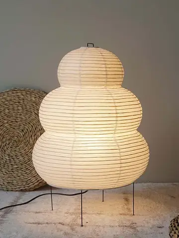 Japanese Design Akari Noguchi Yong Table Lamp White Rice Paper Decorative Desk Lights for Bedroom Living/Dining Room Study Loft