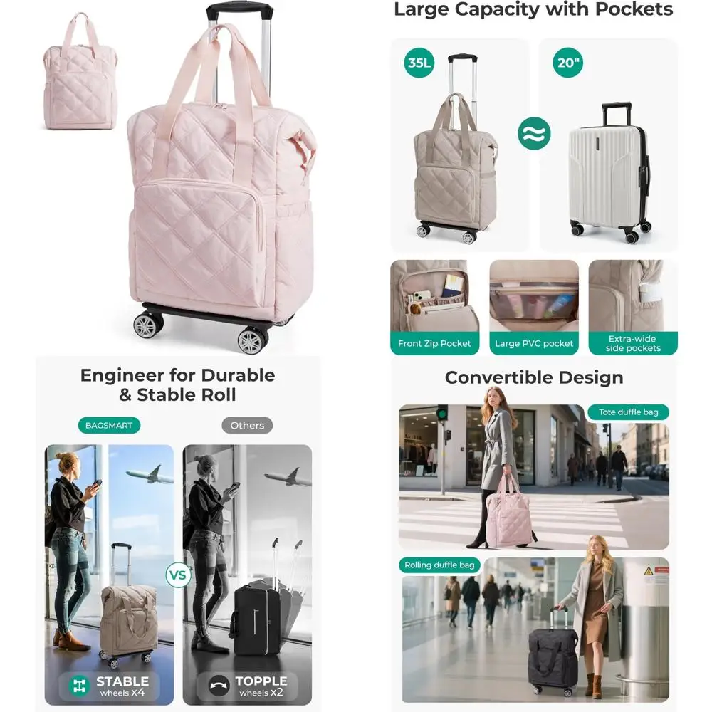 Спортивная сумка на колесиках 35 л со съемными колесами для путешествий ручной клади, мокрый карман из ПВХ, сумка для багажа большой вместимости
Спортивная сумка на колесиках 35 л со съемными колесами для путешествий ручной клади, мокрый карман из ПВХ, сумка для багажа большой вместимости