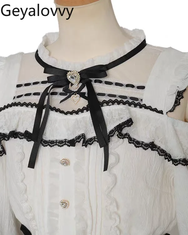 Japanese Style Mass-Produced New Stand Collar Long Sleeve Shirt Sweet Cute Lolita Tops Lace Patchwork Off-Shoulder Blouse
Japanese Style Mass-Produced New Stand Collar Long Sleeve Shirt Sweet Cute Lolita Tops Lace Patchwork Off-Shoulder Blouse