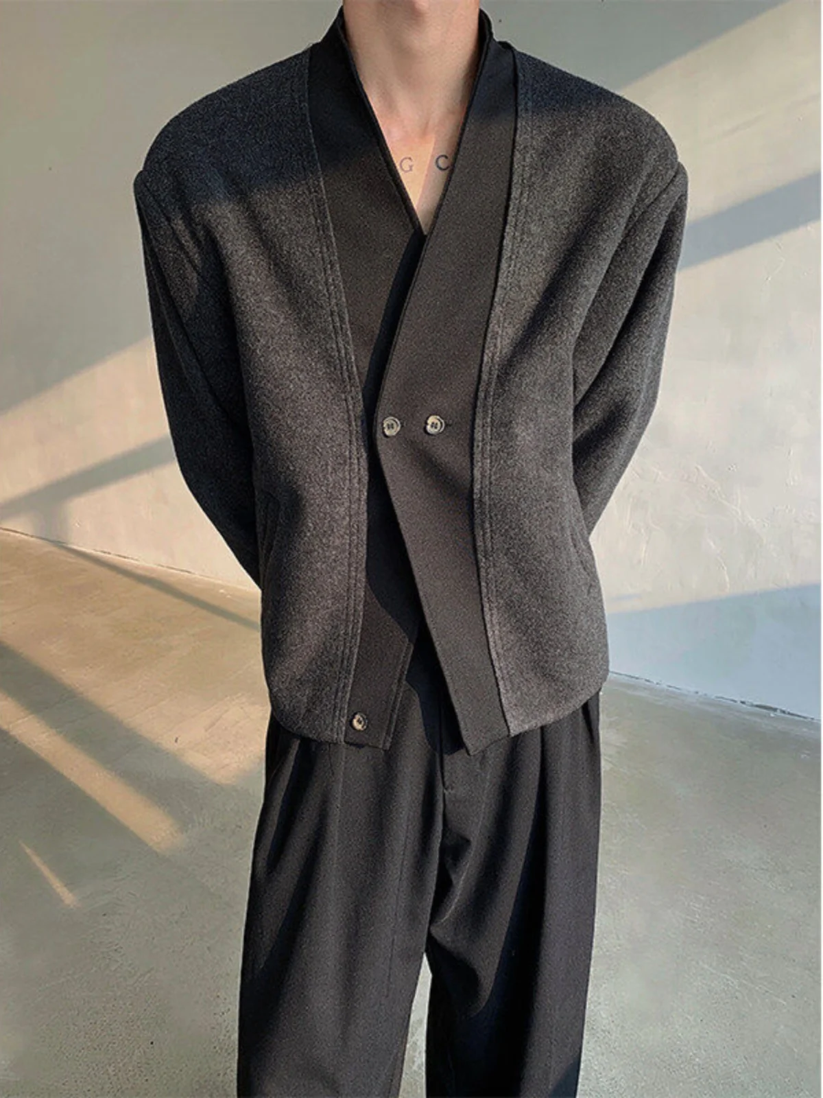 Loose Fit Men's Cardigan Double Buttoned Wool Blend Jaet ort Length Spring Autumn Versatile Faionable Polyester Fiber
Loose Fit Men's Cardigan Double Buttoned Wool Blend Jaet ort Length Spring Autumn Versatile Faionable Polyester Fiber