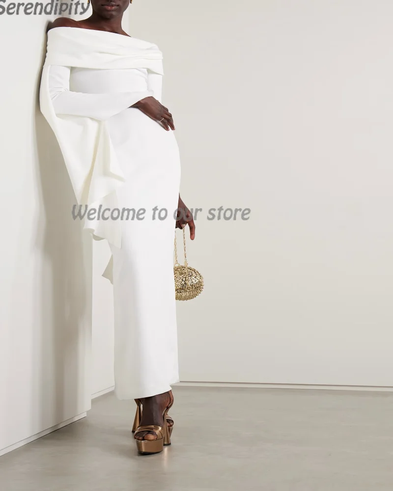 Serendipity Trumpet Prom Gown Ankle-Length Draped Off The Shoulder Long Sleeve Split White Evening Dress For Sexy Women
Serendipity Trumpet Prom Gown Ankle-Length Draped Off The Shoulder Long Sleeve Split White Evening Dress For Sexy Women