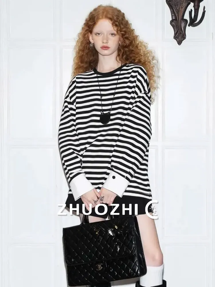 Loose Fit Striped T-irt round Ne irt Sve Women's Autumn New Sle Comfortable Breathable Moisture ng Casual Top
Loose Fit Striped T-irt round Ne irt Sve Women's Autumn New Sle Comfortable Breathable Moisture ng Casual Top