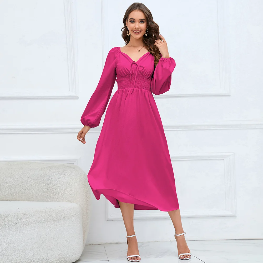 Spring Autumn New V-Neck Long Sleeve Dresses For Women Solid Color High Waist Loose Vestidos Oversized Slim Fit Women's Clothing
Spring Autumn New V-Neck Long Sleeve Dresses For Women Solid Color High Waist Loose Vestidos Oversized Slim Fit Women's Clothing