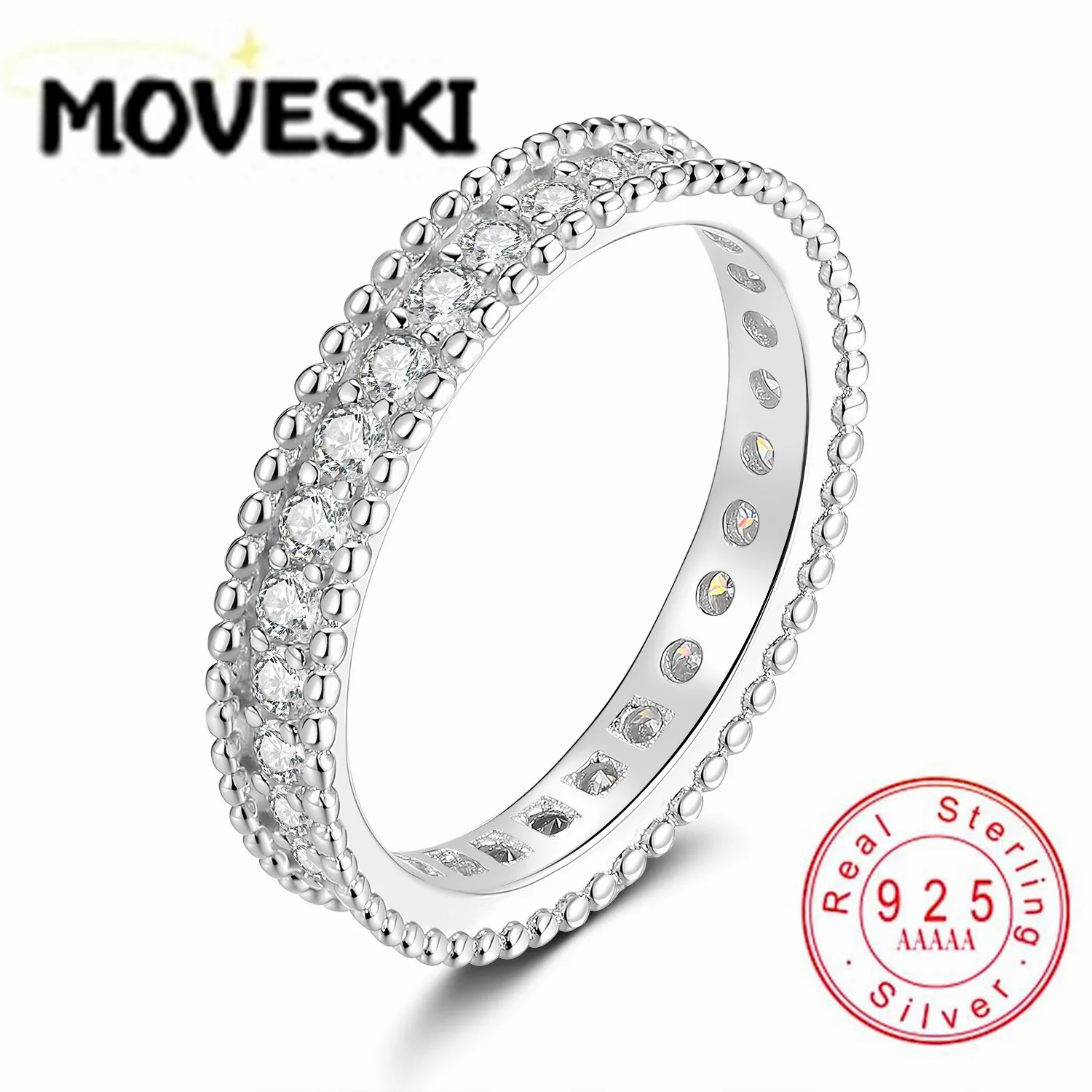 S925 Sterling Silver Full Eternity Moissanite Ring for Women, Pave Band with Beaded Edge, Hypoallergenic Stackable Fine Jewelry
S925 Sterling Silver Full Eternity Moissanite Ring for Women, Pave Band with Beaded Edge, Hypoallergenic Stackable Fine Jewelry