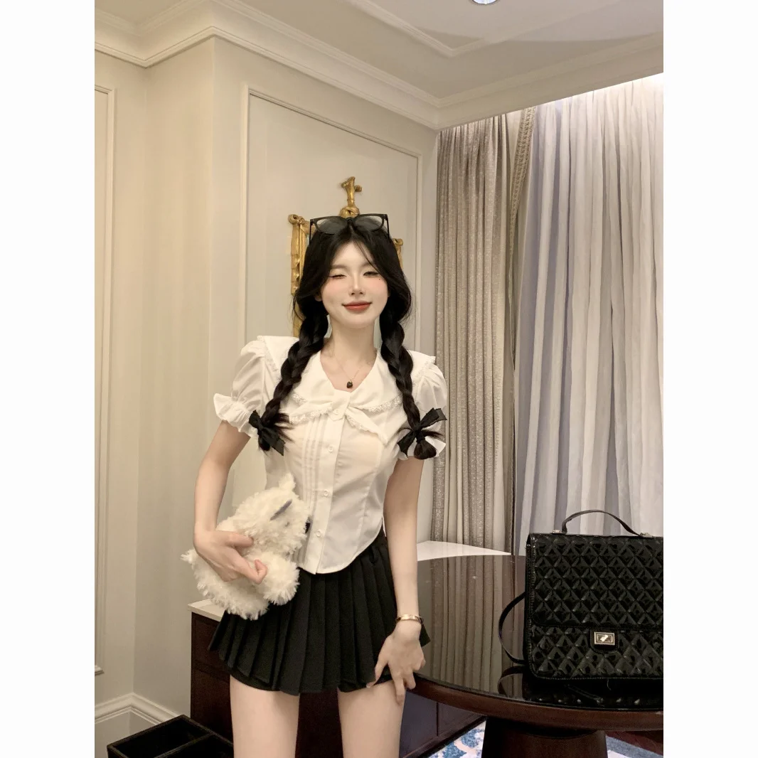 Short Sleeve Shirts Womens Poplin Patchwork Pintuck Slim Fit Officewear Ol Lady Professional Minimalist Modern Chic Elegant
Short Sleeve Shirts Womens Poplin Patchwork Pintuck Slim Fit Officewear Ol Lady Professional Minimalist Modern Chic Elegant