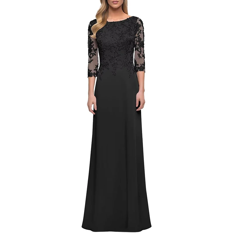 Women's Mother of The Bride Dresses with Sleeve Long Chiffon Lace Formal Evening Gowns
Women's Mother of The Bride Dresses with Sleeve Long Chiffon Lace Formal Evening Gowns
