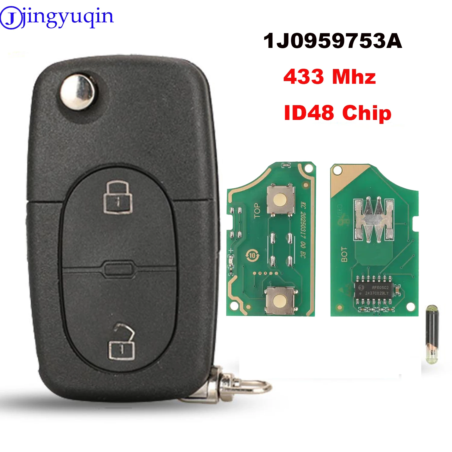 jingyuqin 2B Remote Car Key Keyless For VW Volkswagen Golf MK4 Passat 1998 1999 2000 2001 1J0959753A 433Mhz ID48 Chip Full Key
jingyuqin 2B Remote Car Key Keyless For VW Volkswagen Golf MK4 Passat 1998 1999 2000 2001 1J0959753A 433Mhz ID48 Chip Full Key