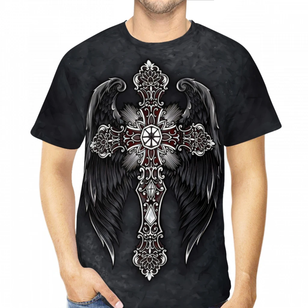 Cross with Black Wings Polyester 3D Print Cross Crucifixion Men's T Shirt Outdoor Sports Quick-drying Clothes Loose Street Tees
Cross with Black Wings Polyester 3D Print Cross Crucifixion Men's T Shirt Outdoor Sports Quick-drying Clothes Loose Street Tees