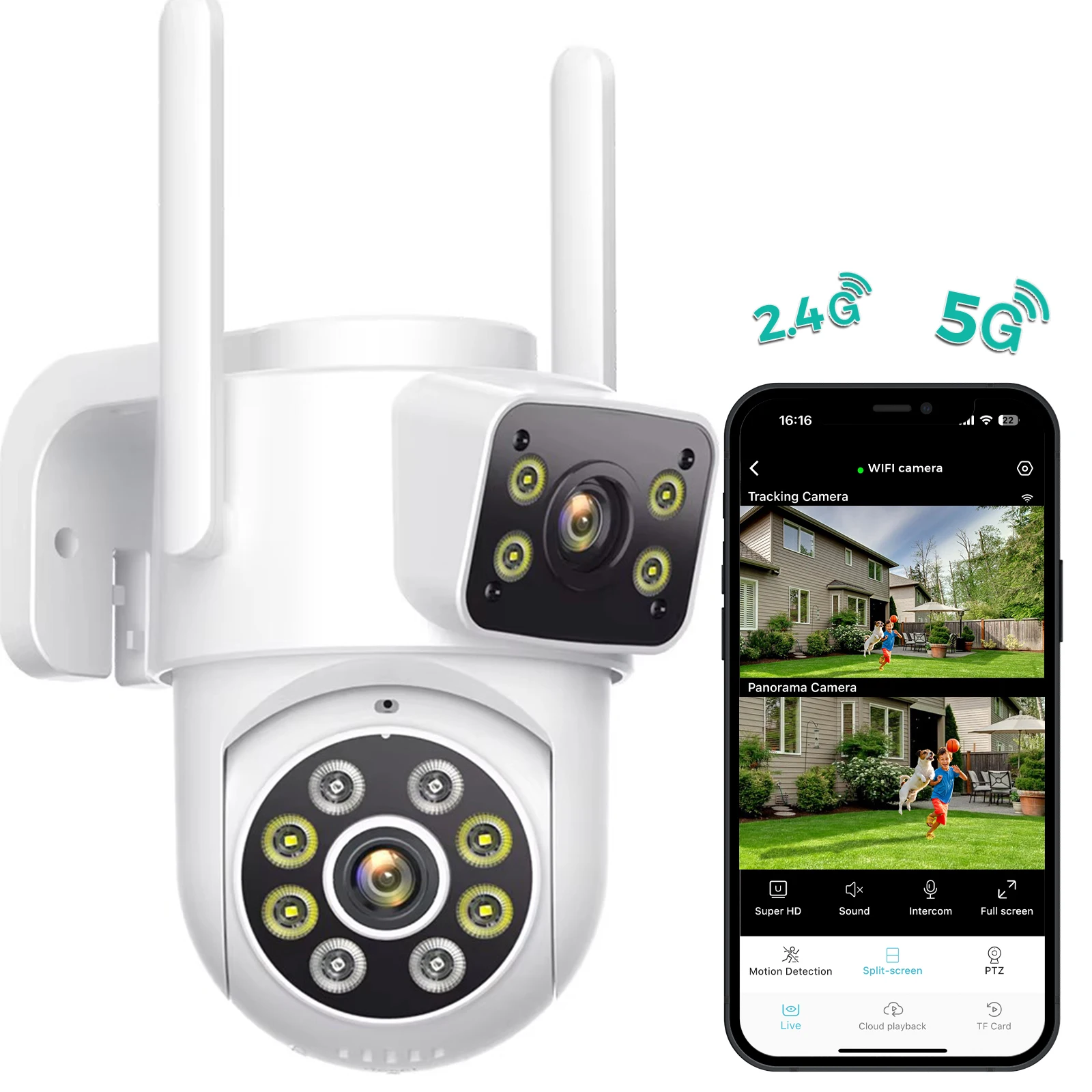 4K PTZ Wifi IP Camera 8MP Dual Lens AI Human Detection Wireless Outdoor Security CCTV with Dual Screens ICSEE App Control
4K PTZ Wifi IP Camera 8MP Dual Lens AI Human Detection Wireless Outdoor Security CCTV with Dual Screens ICSEE App Control