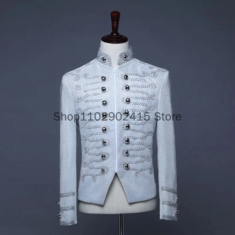 Men's Punk Officer Military Drummer Blazer Jacket Double Brested Stand Collar Vintage Blazers Mens Stage Prom Orchestra Costumes
Men's Punk Officer Military Drummer Blazer Jacket Double Brested Stand Collar Vintage Blazers Mens Stage Prom Orchestra Costumes