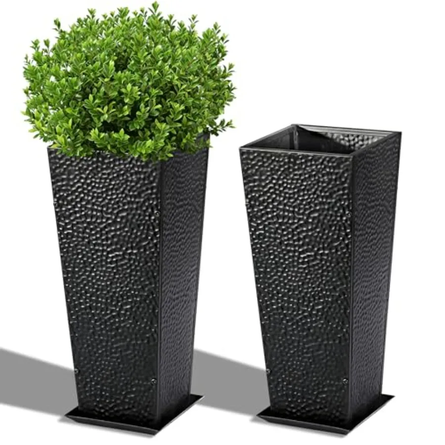 2-Pack 24 Tall Metal Planter for OutdoorIndoor Garden Porch Patio Yard Hand-Hammered Textured Large Black Flower Pots Box with
2-Pack 24 Tall Metal Planter for OutdoorIndoor Garden Porch Patio Yard Hand-Hammered Textured Large Black Flower Pots Box with