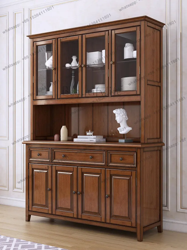 American all-solid wood dining side wine cabinet integrated against the wall kitchen living room cupboard
American all-solid wood dining side wine cabinet integrated against the wall kitchen living room cupboard