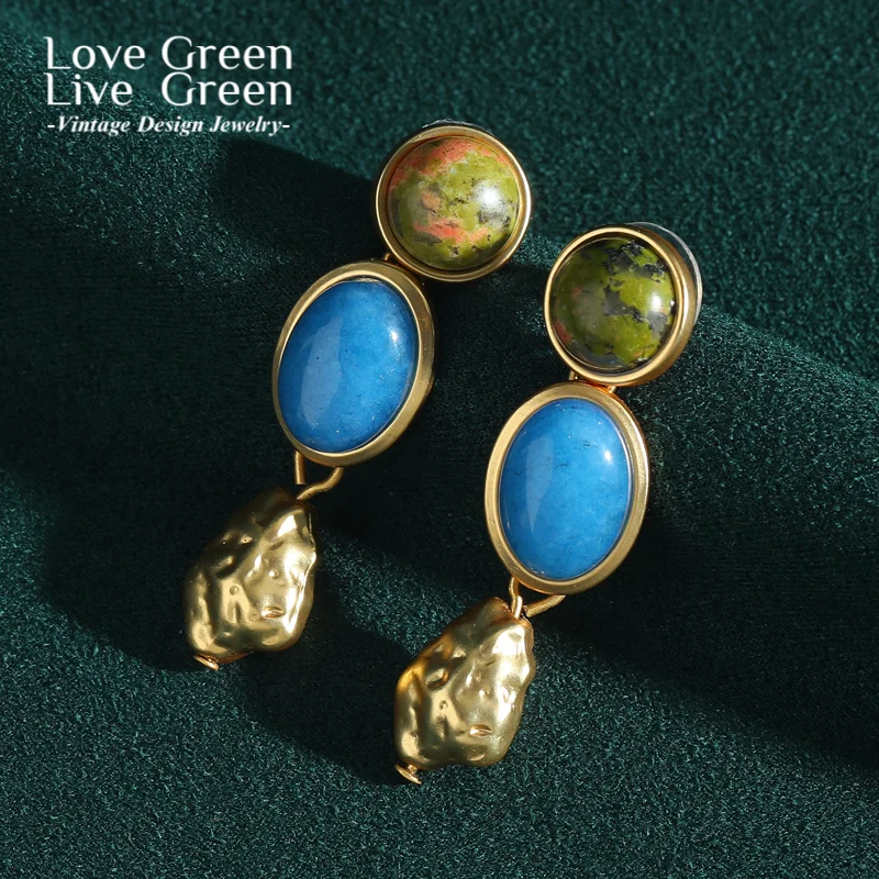 Vintage Blue Nature Stone Drop Dangle Earrings Woman Statement Luxury Gold Color Gothic Style Jewelry Accessories Gift Wedding
Vintage Blue Nature Stone Drop Dangle Earrings Woman Statement Luxury Gold Color Gothic Style Jewelry Accessories Gift Wedding