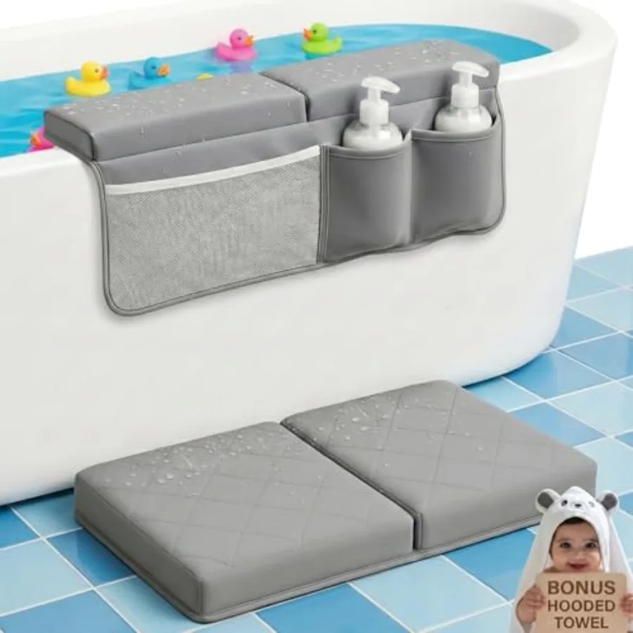 2inch XL Baby Bath Kneeler and Elbow Rest Pad Set + Hooded Towel - Embroidered Kneeling Pad for Bathing Baby - Dual-Layer Memor
2inch XL Baby Bath Kneeler and Elbow Rest Pad Set + Hooded Towel - Embroidered Kneeling Pad for Bathing Baby - Dual-Layer Memor