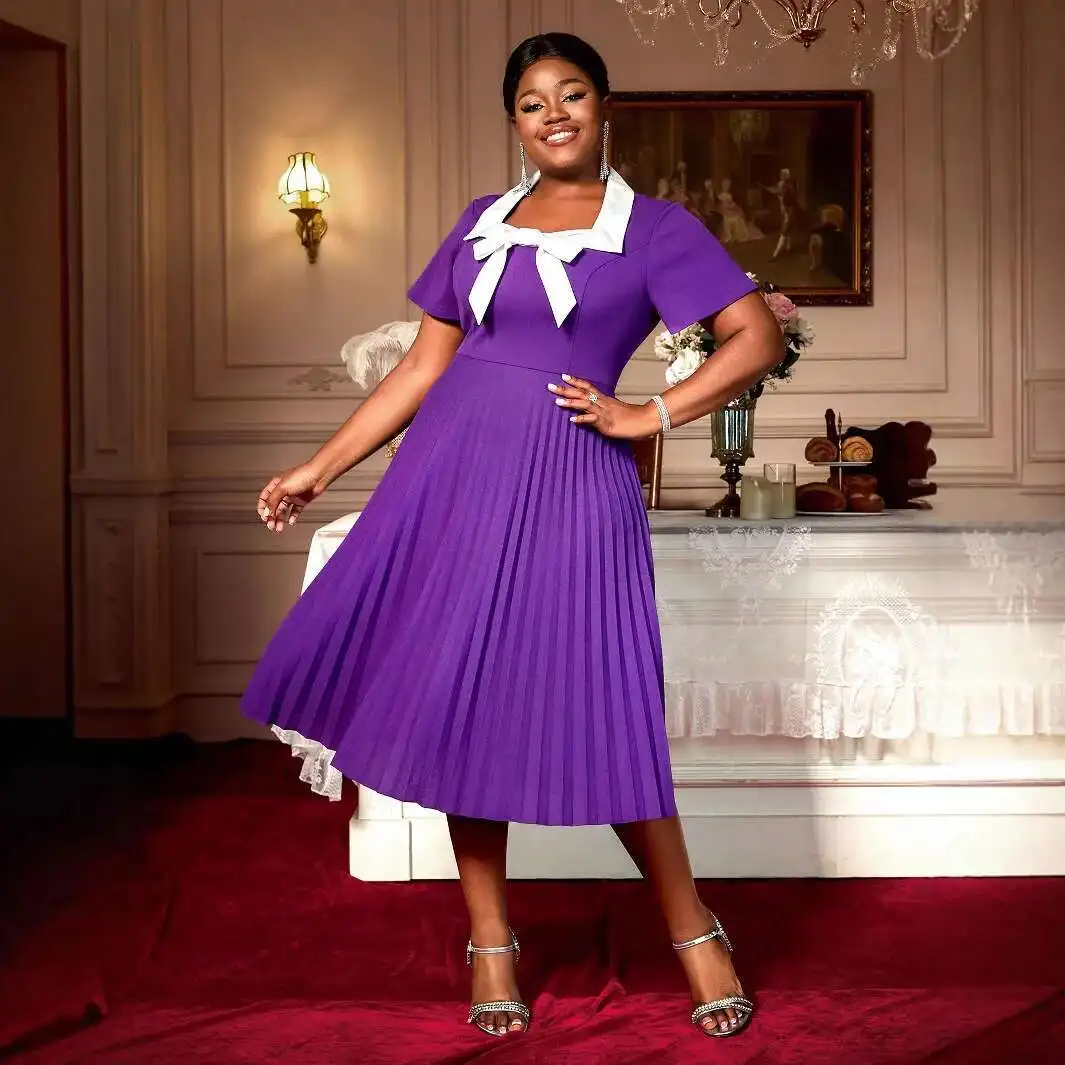 Plus Size Elegant Dress for Chubby Women Purple Pleated White Bowknot Square Neck Slimming Dress Summer Elegantes Casual Y2k
Plus Size Elegant Dress for Chubby Women Purple Pleated White Bowknot Square Neck Slimming Dress Summer Elegantes Casual Y2k
