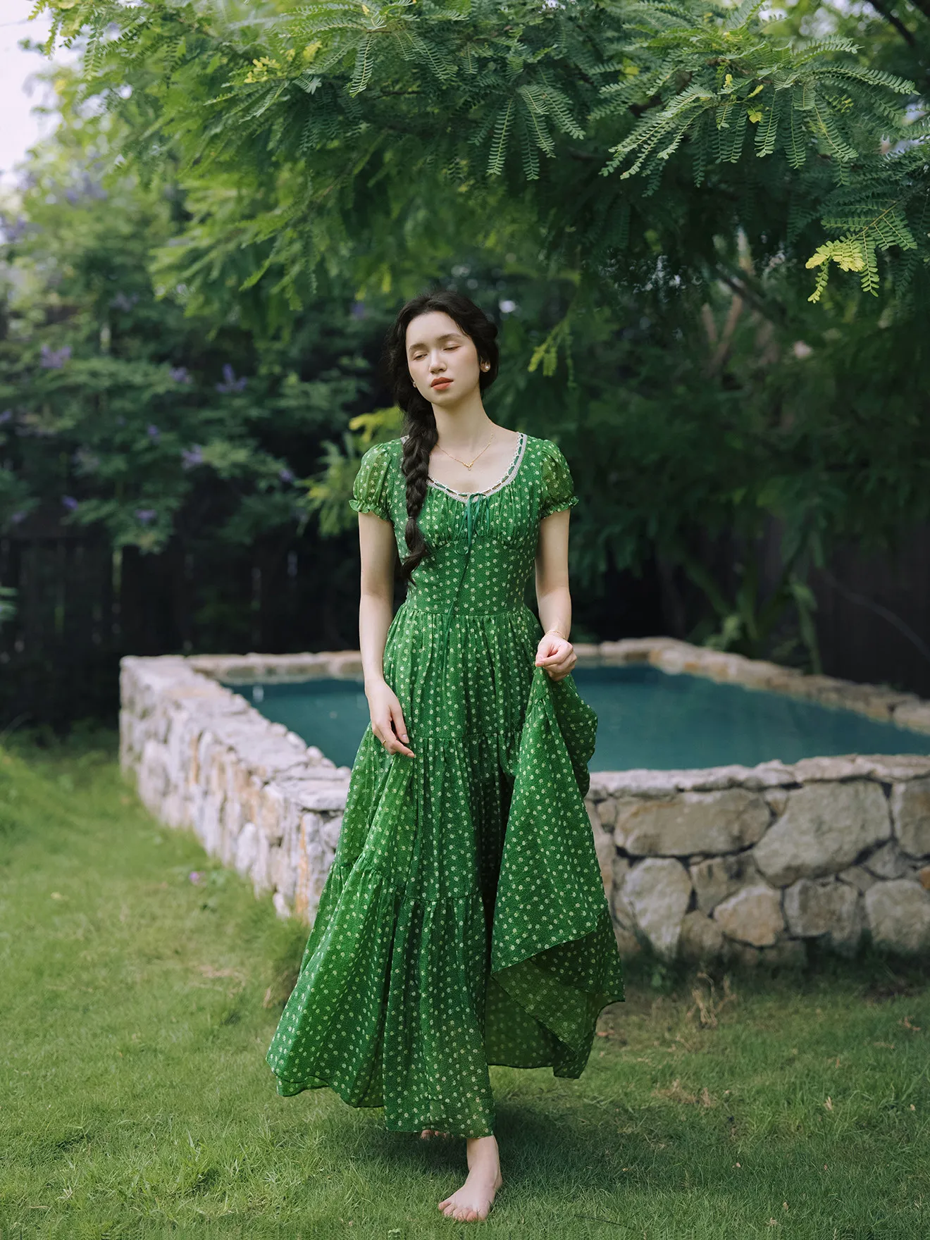 TIYIHAILEY Summer Women Dress With Lining Short Sleeve Long Maxi Ladies Green Printed Size S-XL Ladies O-Neck Vintage Lace Up
TIYIHAILEY Summer Women Dress With Lining Short Sleeve Long Maxi Ladies Green Printed Size S-XL Ladies O-Neck Vintage Lace Up