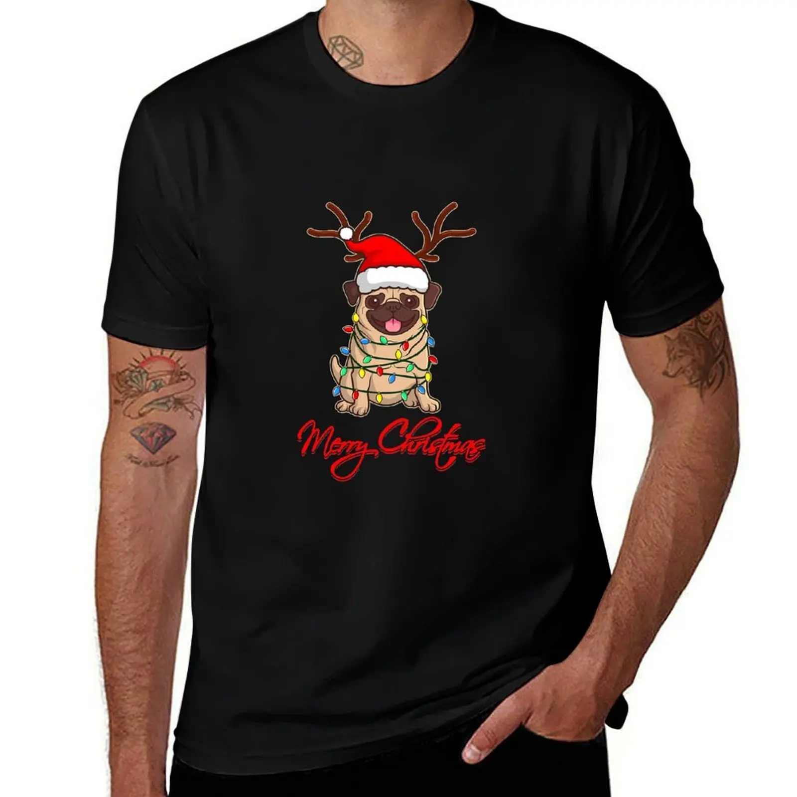 Merry Christmas Pugmas T-Shirt Casual Loose Short Sleeve Tee for Men
Merry Christmas Pugmas T-Shirt Casual Loose Short Sleeve Tee for Men