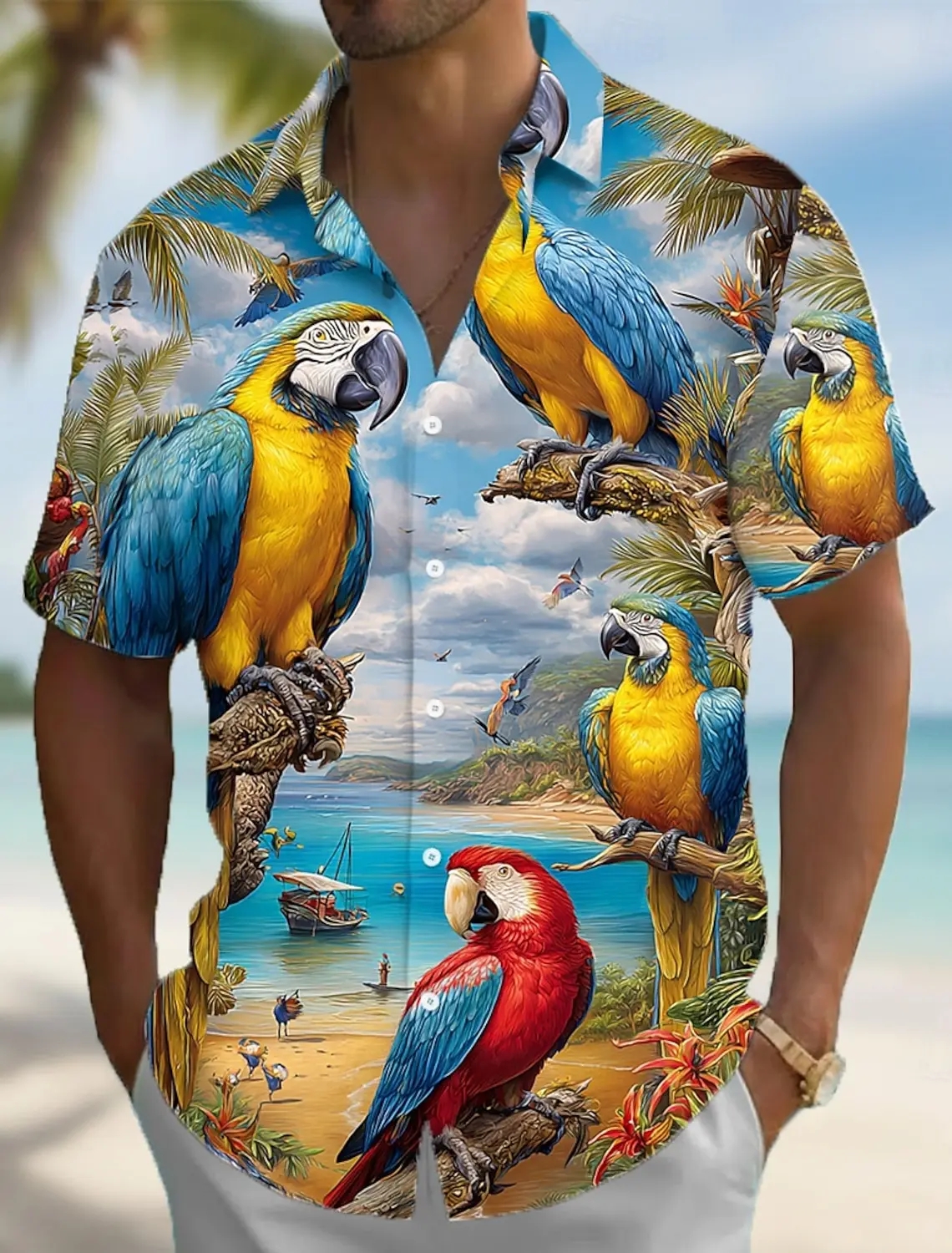 Men's Trend Printed Short Sleeve Shirt, 3d Printed Parrot Pattern Printed Men's Top, Suitable For Daily Wear
Men's Trend Printed Short Sleeve Shirt, 3d Printed Parrot Pattern Printed Men's Top, Suitable For Daily Wear