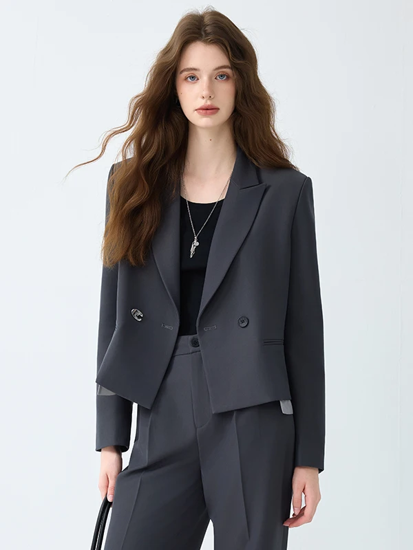 Fashionable Korean Style Grey Short Suit Set Women's Commute Professional Short Length Polyester Fiber Full Lined Inner
Fashionable Korean Style Grey Short Suit Set Women's Commute Professional Short Length Polyester Fiber Full Lined Inner