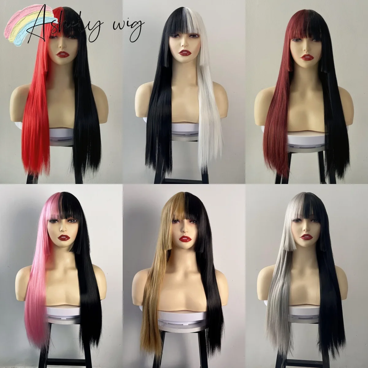 Ashely Synthetic Wig with Bangs Cool Two Colors Spliced Cosplay Wig for Women 26inch Long Straight Wigs on Clearance Sale Peruca
Ashely Synthetic Wig with Bangs Cool Two Colors Spliced Cosplay Wig for Women 26inch Long Straight Wigs on Clearance Sale Peruca