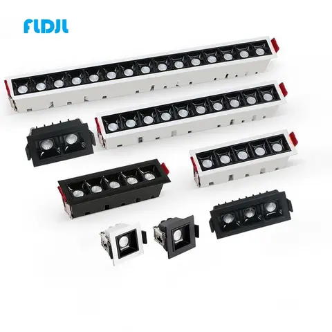Luz de rejilla de techo Led cuadrada empotrada regulable 3W 6W 9W 15W 20W 30W 110V 220V luz lineal Led lámpara de punto COB luz descendente