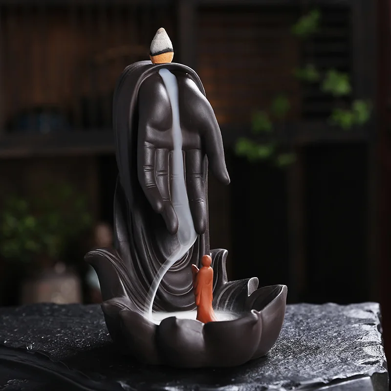 Buddha Hand Zen Incense Stick Holder Home Decor Ornaments Waterfall Backflow Purple Clay Censer
Buddha Hand Zen Incense Stick Holder Home Decor Ornaments Waterfall Backflow Purple Clay Censer