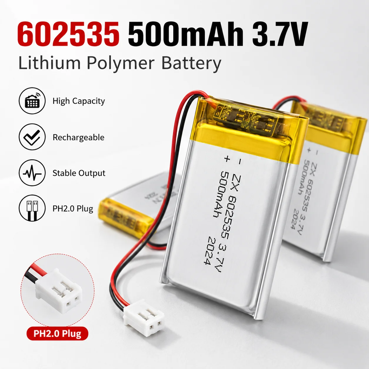 3.7V 500mAh 602535 LiPo Battery Rechargeable Polymer Cell Fit GPS Tracker Dog Trainer MP3 MP4 Device
3.7V 500mAh 602535 LiPo Battery Rechargeable Polymer Cell Fit GPS Tracker Dog Trainer MP3 MP4 Device