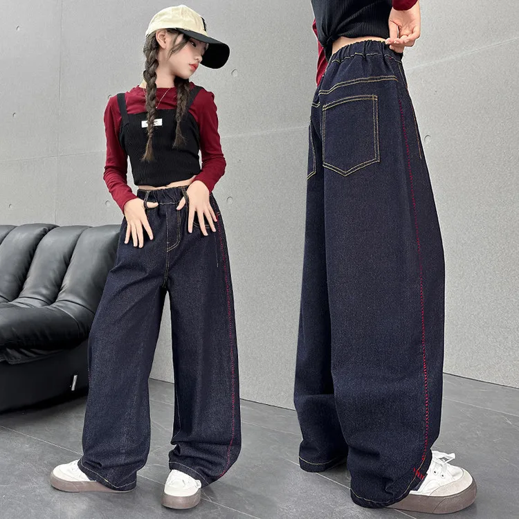 Junior Girl Denim Pant Autumn Korean Mid Waist Contrast Color Teenager Girl Trouser Retro Loose Children Girl Straight Leg Pant
Junior Girl Denim Pant Autumn Korean Mid Waist Contrast Color Teenager Girl Trouser Retro Loose Children Girl Straight Leg Pant