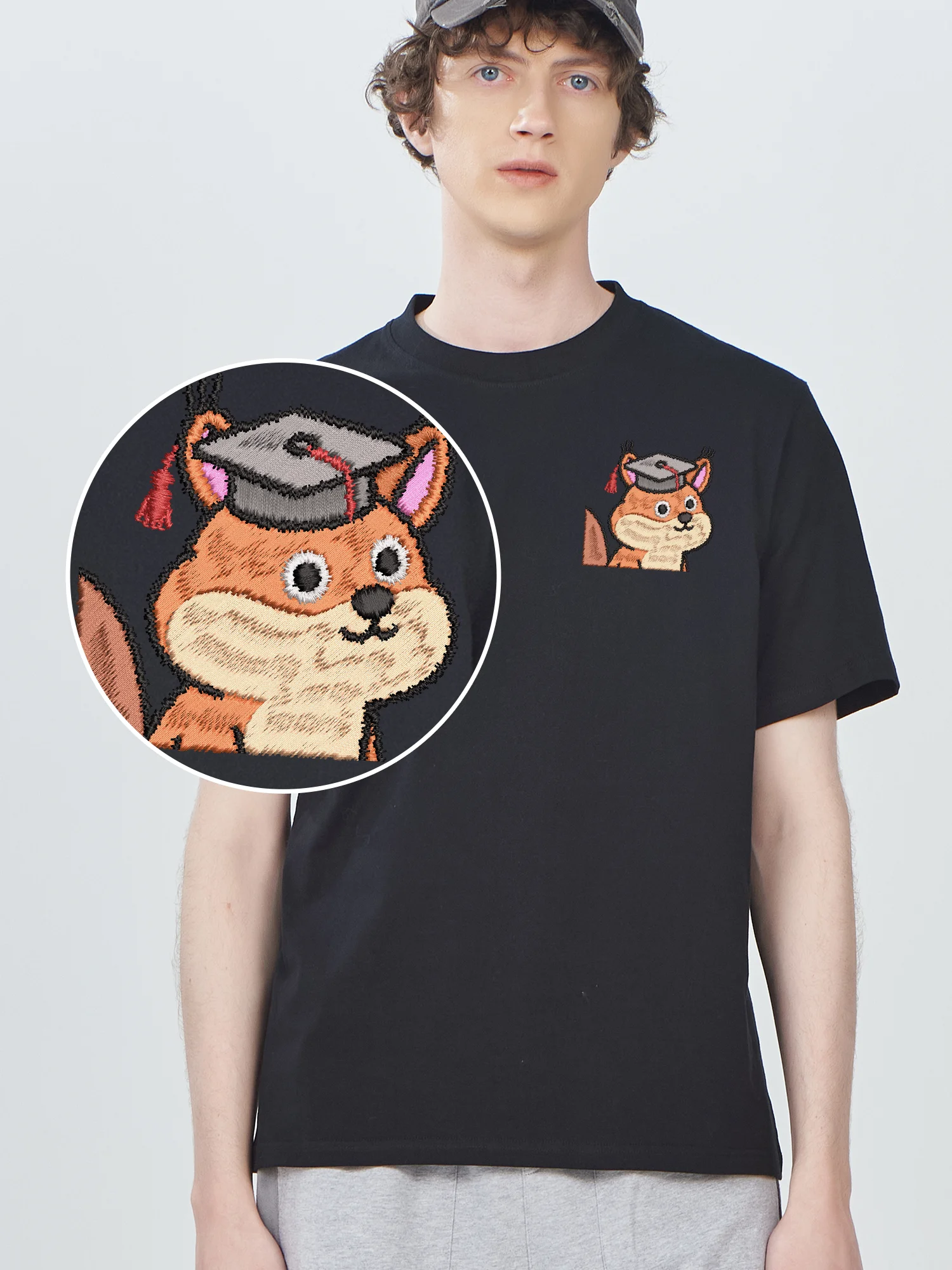 Lovely Squirrel Wearing Graduation Cap Graphic Embroidered Tee Unisex Men Women Breathable Embroidery Clothes
Lovely Squirrel Wearing Graduation Cap Graphic Embroidered Tee Unisex Men Women Breathable Embroidery Clothes