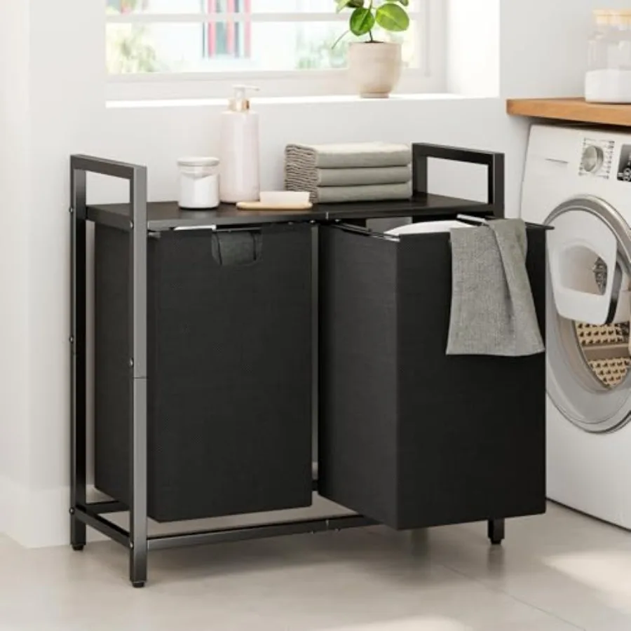 Laundry Basket Organizer, Laundry Hamper with Shelf and 2 Pull-Out Removable Bags, Dirty Clothes Hamper Organizer for Laundry R
Laundry Basket Organizer, Laundry Hamper with Shelf and 2 Pull-Out Removable Bags, Dirty Clothes Hamper Organizer for Laundry R