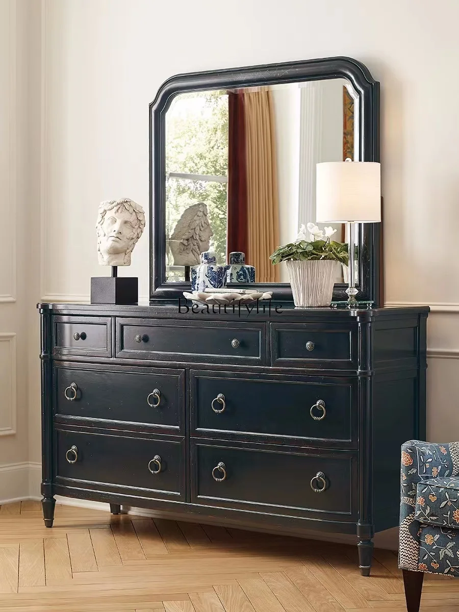 American country retro solid wood dresser French old style simple makeup table
American country retro solid wood dresser French old style simple makeup table