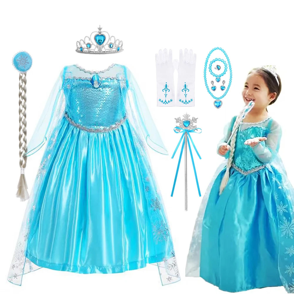 Elsa Costume for Girls Halloween Carnival Party Princess Dress Up Kids Birthday Cosplay Dress Children Vestidos 3-10 Yrs
Elsa Costume for Girls Halloween Carnival Party Princess Dress Up Kids Birthday Cosplay Dress Children Vestidos 3-10 Yrs