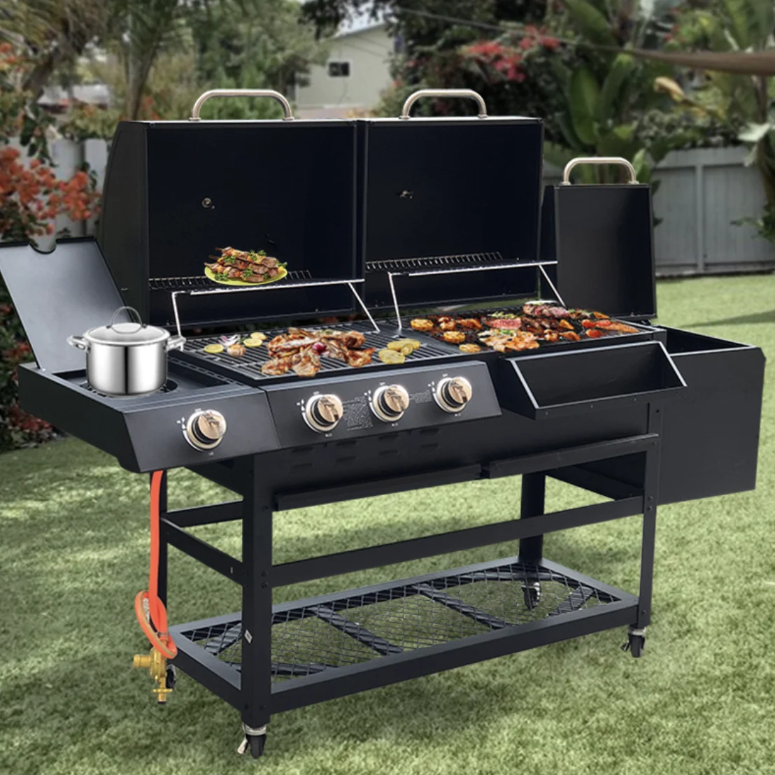 Commercial and Home Use American BBQ Grill Gas and Charcoal Oven for Indoor and Outdoor Courtyard Durable Steel Material
Commercial and Home Use American BBQ Grill Gas and Charcoal Oven for Indoor and Outdoor Courtyard Durable Steel Material