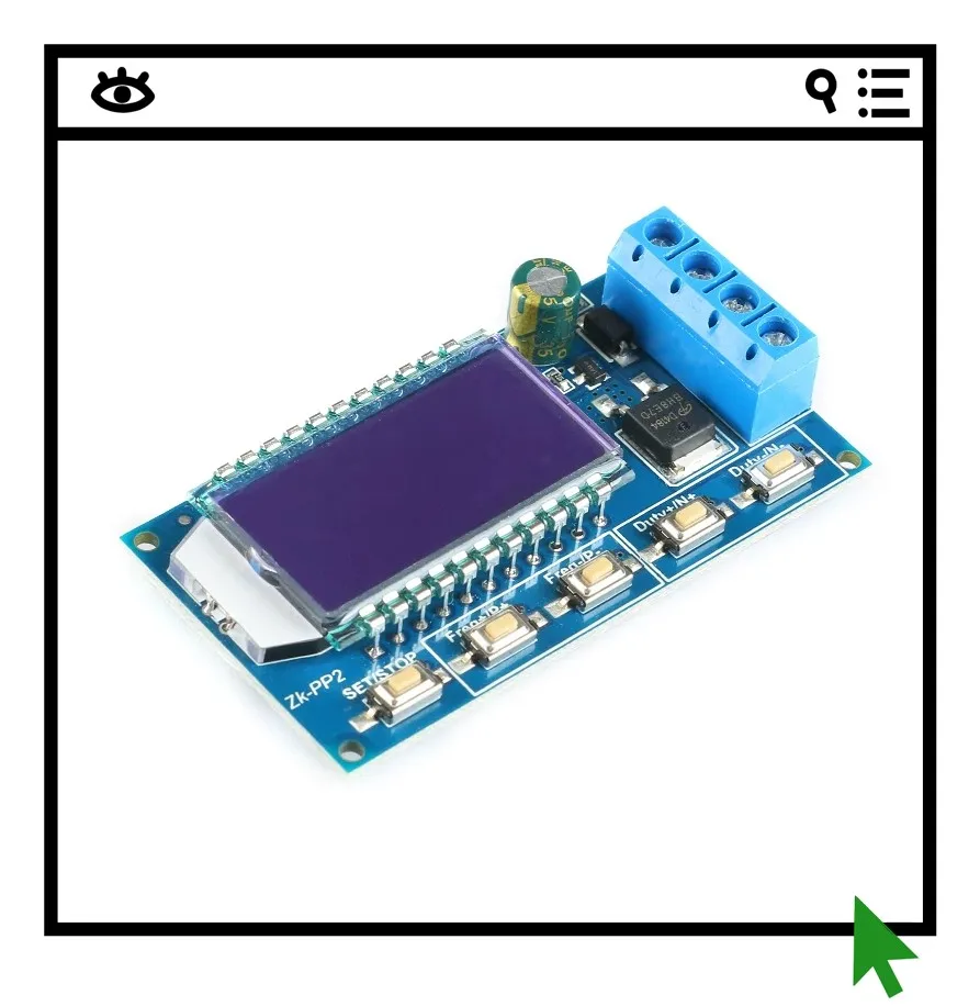 High power PWM module, number of solenoid valves, adjustable frequency duty cycle, cycle delay PP2
High power PWM module, number of solenoid valves, adjustable frequency duty cycle, cycle delay PP2