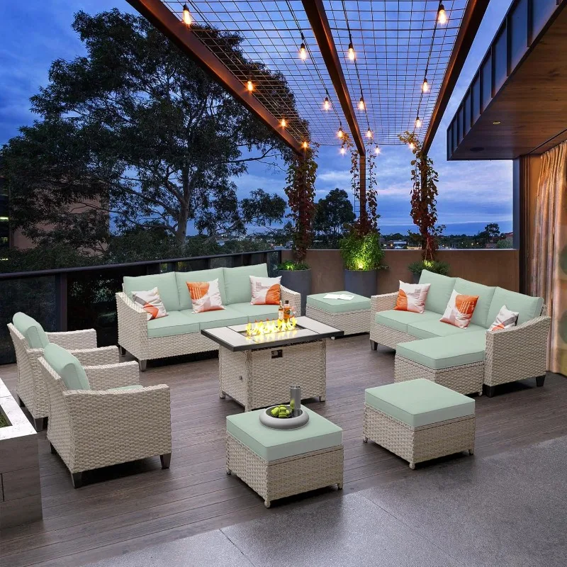 9 Pieces Outdoor Furniture,Patio Furniture with 42" Fire Pit Table,Wicker Conversation Set for Balcony,Deck,Pool
9 Pieces Outdoor Furniture,Patio Furniture with 42" Fire Pit Table,Wicker Conversation Set for Balcony,Deck,Pool
