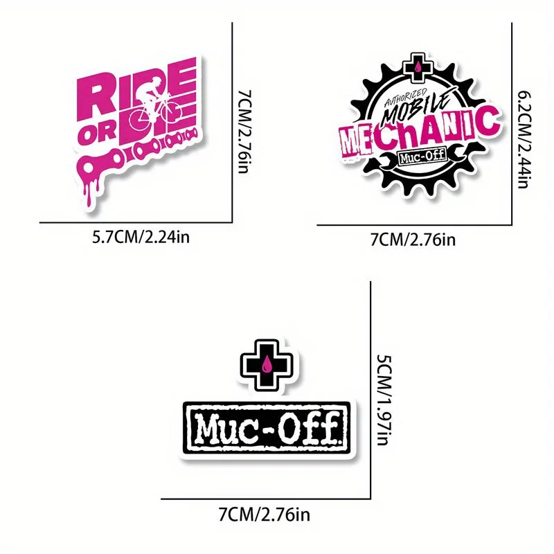 3-piece muc-off bike sticker set, ride or die bicycle chain decal, officially licensed mechanic gear stickers, waterproof vinyl
3-piece muc-off bike sticker set, ride or die bicycle chain decal, officially licensed mechanic gear stickers, waterproof vinyl