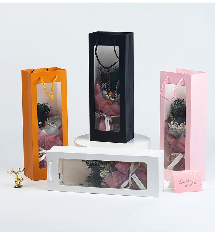 Ins Popular Visiable Bags Clear Window Solid Paper Bags White Paper Bag For Wine Flower Gift Packing Party Festival Gift Package
Ins Popular Visiable Bags Clear Window Solid Paper Bags White Paper Bag For Wine Flower Gift Packing Party Festival Gift Package