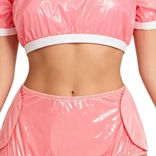 Women Waterproof Vinyl Adaptive Short Sleeve Crop Top And Hook Loop Fastener at Sides Diaper Cover Shorts Special Needs Clothing
Women Waterproof Vinyl Adaptive Short Sleeve Crop Top And Hook Loop Fastener at Sides Diaper Cover Shorts Special Needs Clothing