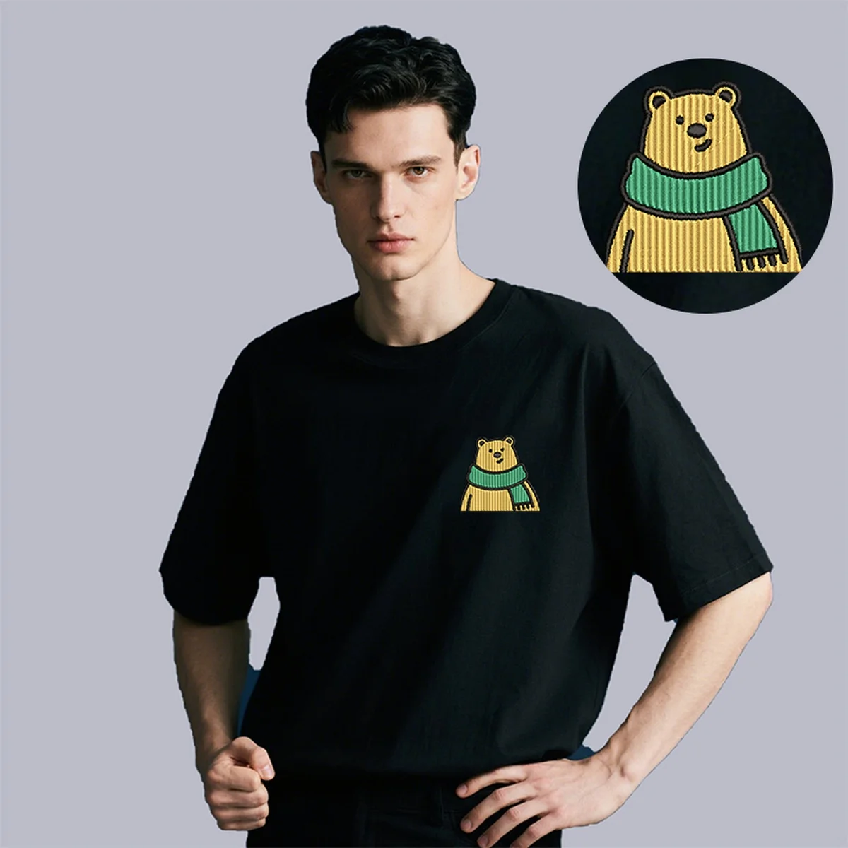 Men Women Cute Bear Scarf Embroidery Luxury Cotton T-Shirt - Cozy Embroidered Top Tees for Winter Warmth T-Shirts
Men Women Cute Bear Scarf Embroidery Luxury Cotton T-Shirt - Cozy Embroidered Top Tees for Winter Warmth T-Shirts