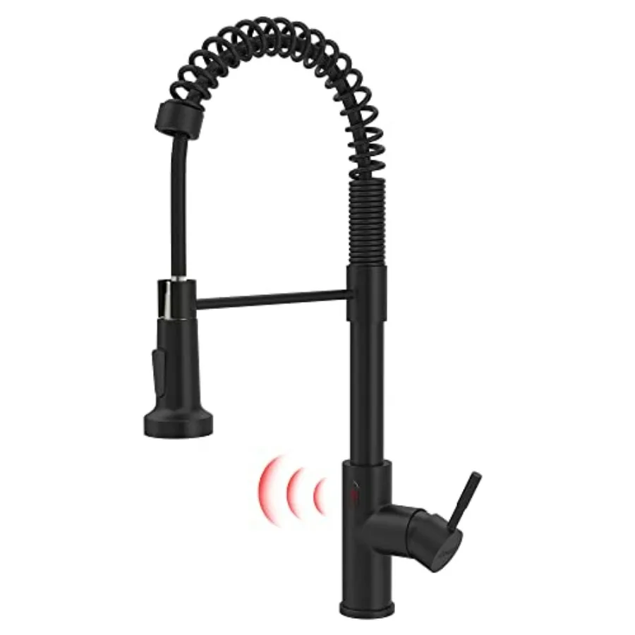 Matte Black Touchless Kitchen Faucet Motion Sensor Activated Smart Hands Free Kitchen Faucets with Pull Down Sprayer Single Han
Matte Black Touchless Kitchen Faucet Motion Sensor Activated Smart Hands Free Kitchen Faucets with Pull Down Sprayer Single Han