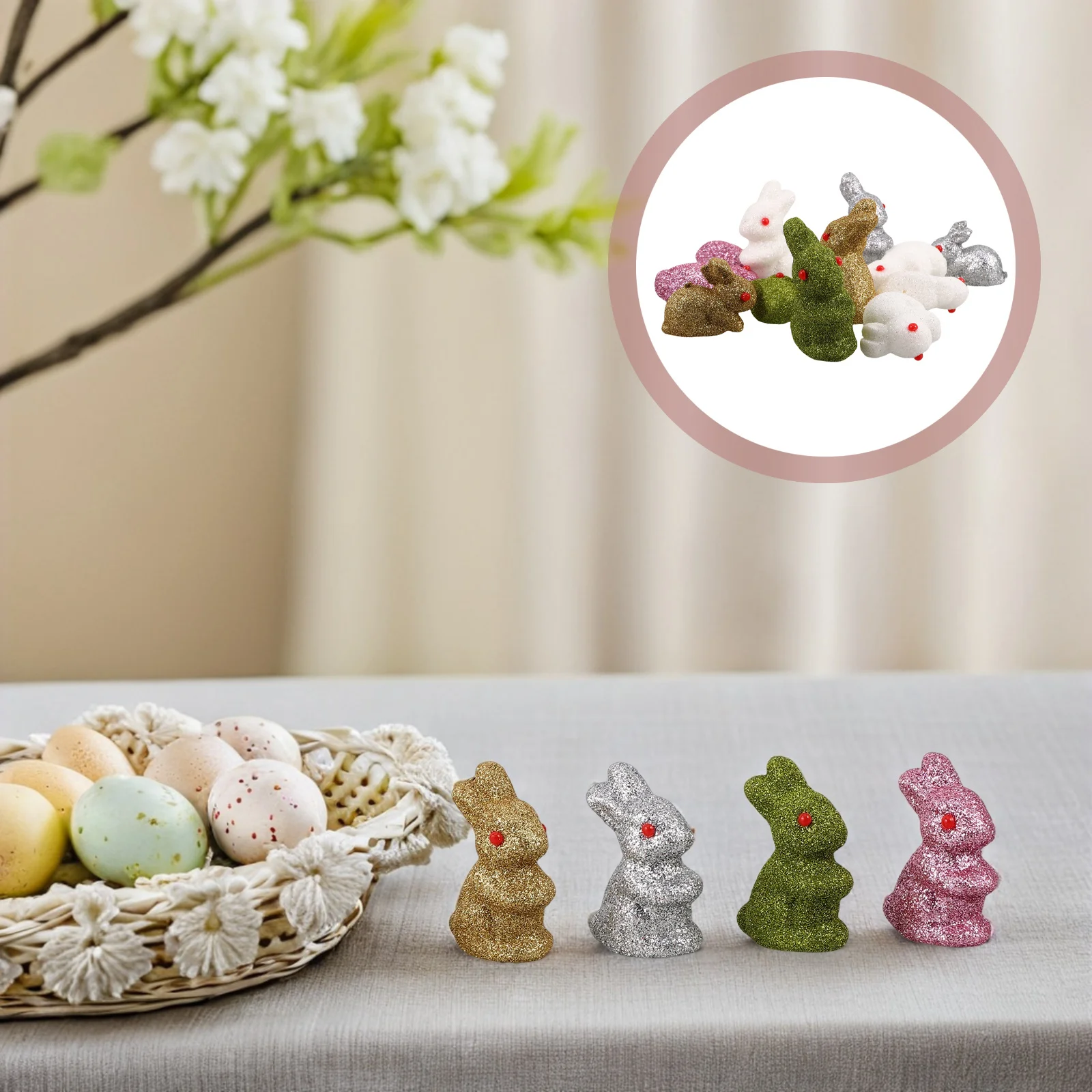 12Pcs Rabbit Statues Sparkling Easter Table Decorations Festive Mini Centerpieces for Birthday Party Ambiance Decoration
12Pcs Rabbit Statues Sparkling Easter Table Decorations Festive Mini Centerpieces for Birthday Party Ambiance Decoration