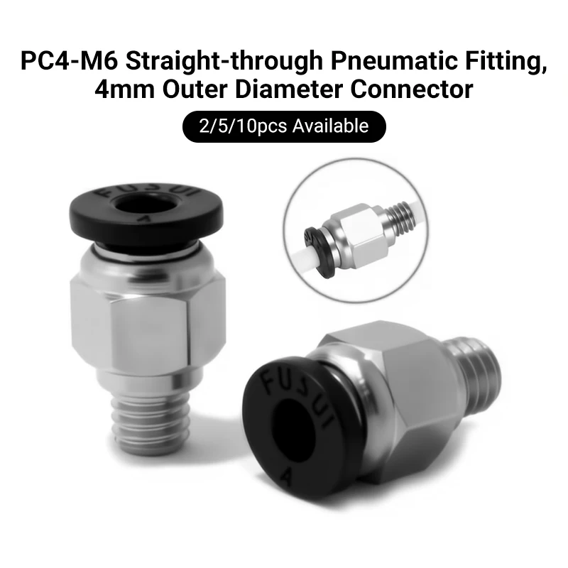 3D Printer Remote Feeding Tube Connectors 2/5/10 Straight-Through Pneumatic Joint PC4-M6mm for 4mm OD Tube Connector
3D Printer Remote Feeding Tube Connectors 2/5/10 Straight-Through Pneumatic Joint PC4-M6mm for 4mm OD Tube Connector