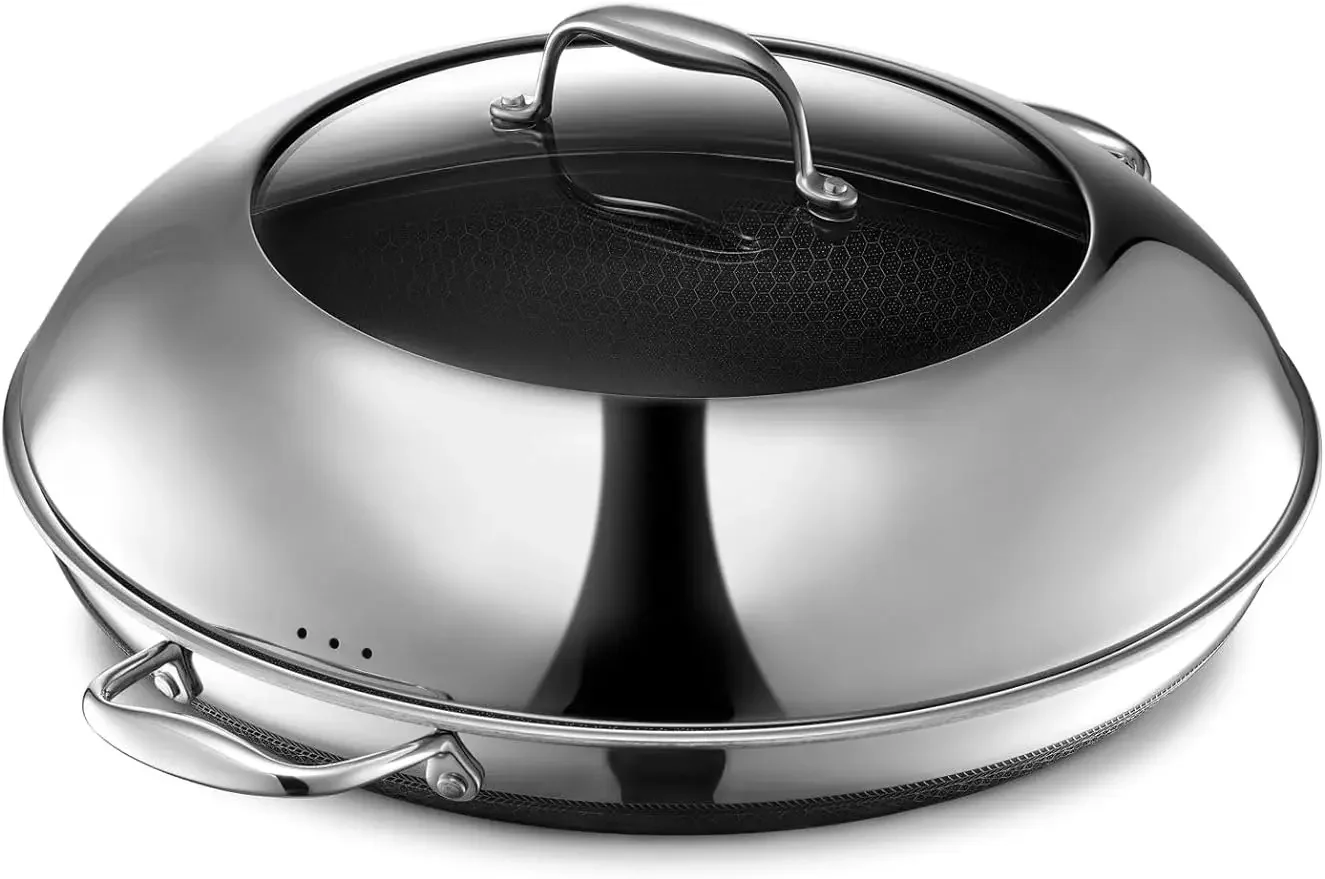 HexClad Hybrid Nonstick Frying Pan with Tempered Glass Lid, Dishwasher and Oven Safe, Induction Ready, 14"
HexClad Hybrid Nonstick Frying Pan with Tempered Glass Lid, Dishwasher and Oven Safe, Induction Ready, 14"