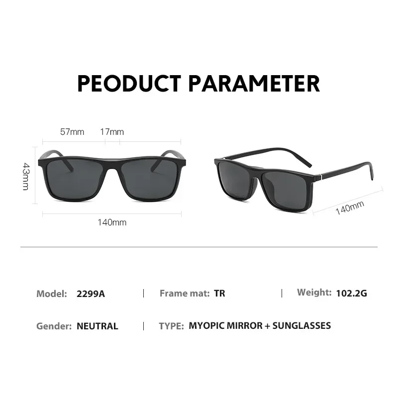 XUKA 6 in 1 Myopia SunglassesMen Women Clip Polarized Custom Glasses Frame -0.5 Square Eyewear Optics NEW MagneticTO -10
XUKA 6 in 1 Myopia SunglassesMen Women Clip Polarized Custom Glasses Frame -0.5 Square Eyewear Optics NEW MagneticTO -10